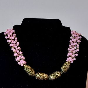 Multistrand Pink Beaded Necklace